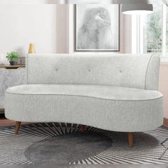 Sofá Chaise Living 2 Lugares 135cm para Sala Istambul K01 Linho Cinza - Lyam Decor