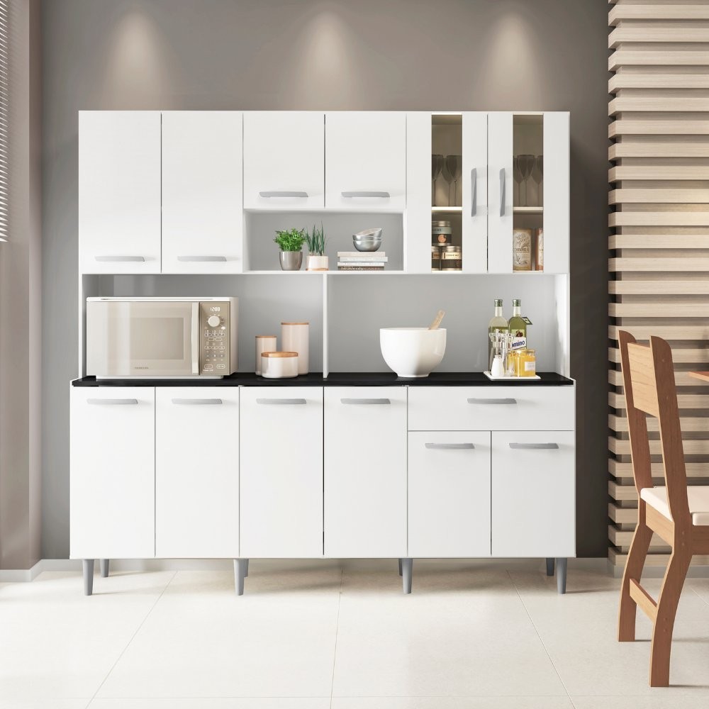 Armário de Cozinha 12 Portas 1 Gaveta Clara Yescasa Branco
