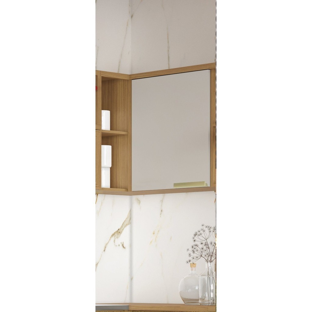 Armário Aéreo Canto de Cozinha 1 Porta 100% Mdf New Porto Itatiaia Off White/Freijó - Home & Living