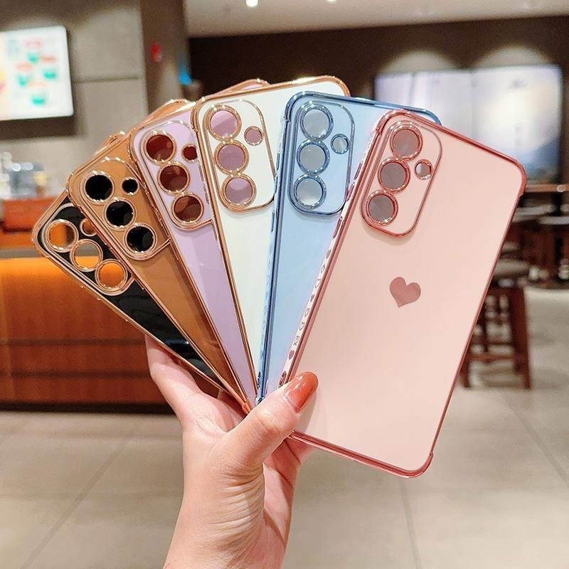 Capa Para Samsung Galaxy A54 A34 A53 A52 A13 A14 A33 A55 A04S A24 A35 A23 A15 A25 A12 A52S Com Moldura Dourada Tpu