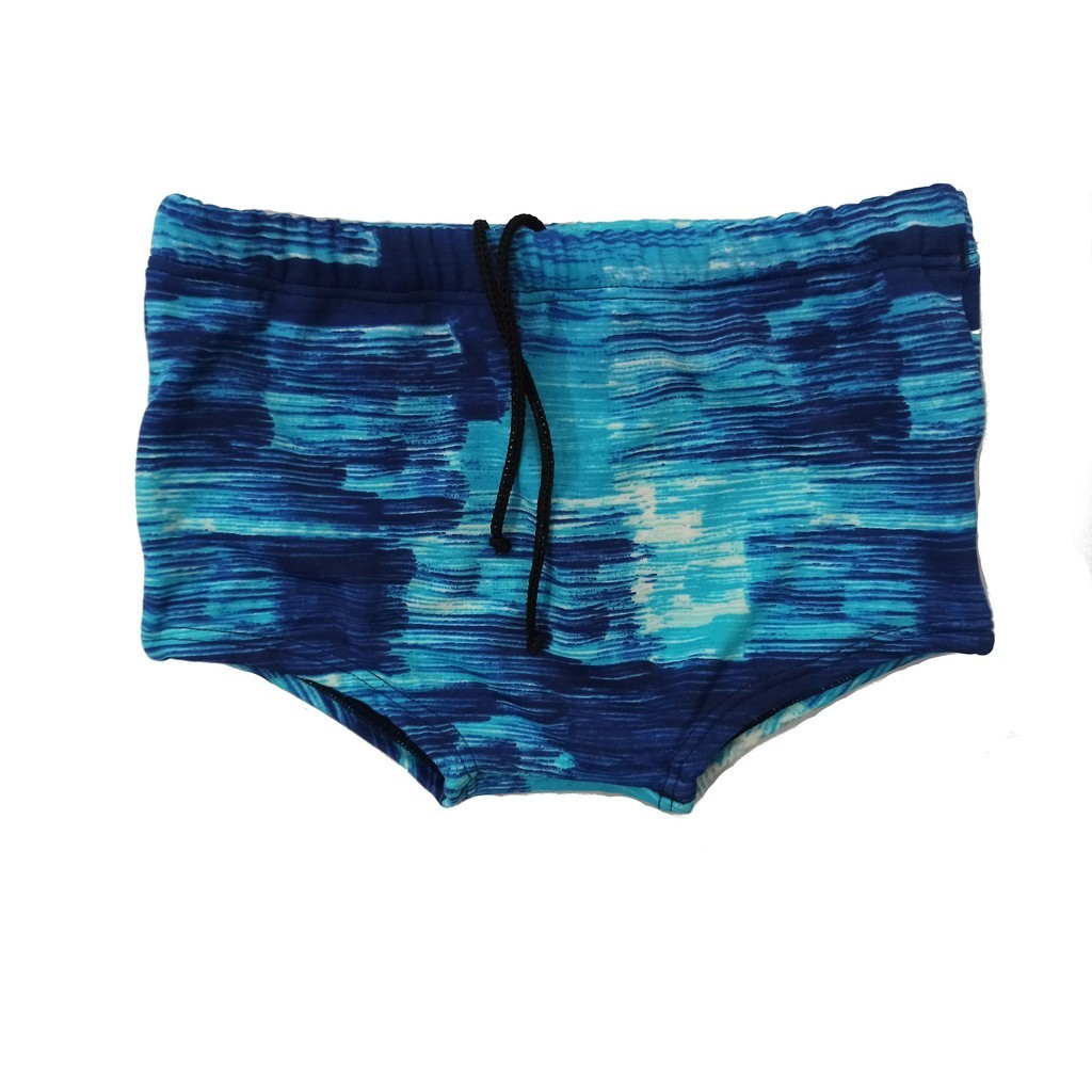 Sunga boxer infantil azul estampada 0 a 16 anos