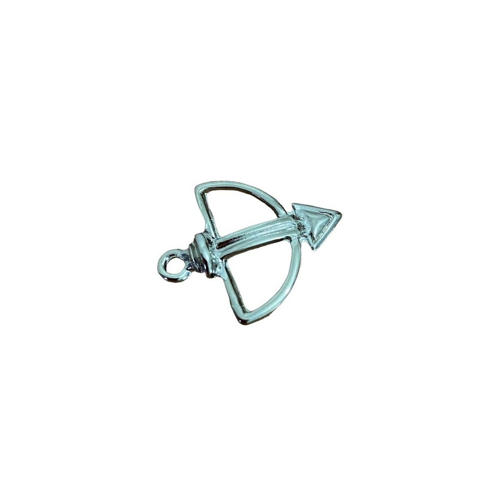 Pingente Arco e Flecha 2,7cm Oxóssi Caboclos Niquel Pequeno