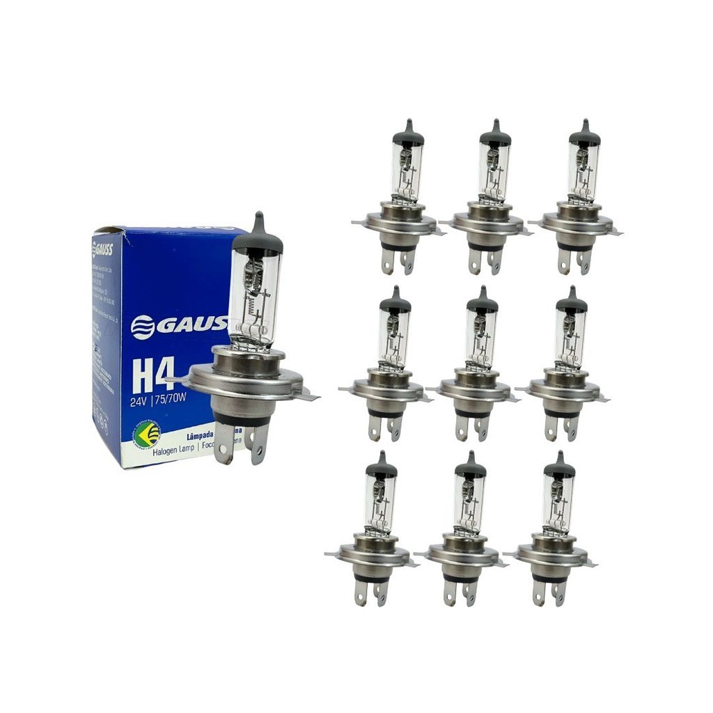 Kit 10 Lampadas H4 75/70W 24V Halogena Gauss GL46H4 Inmetro em Oferta na Shopee