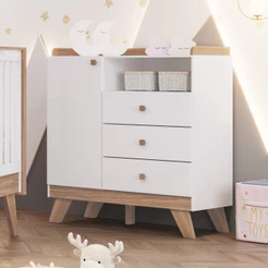 Cômoda Infantil 1 Porta 3 Gavetas Confete Henn