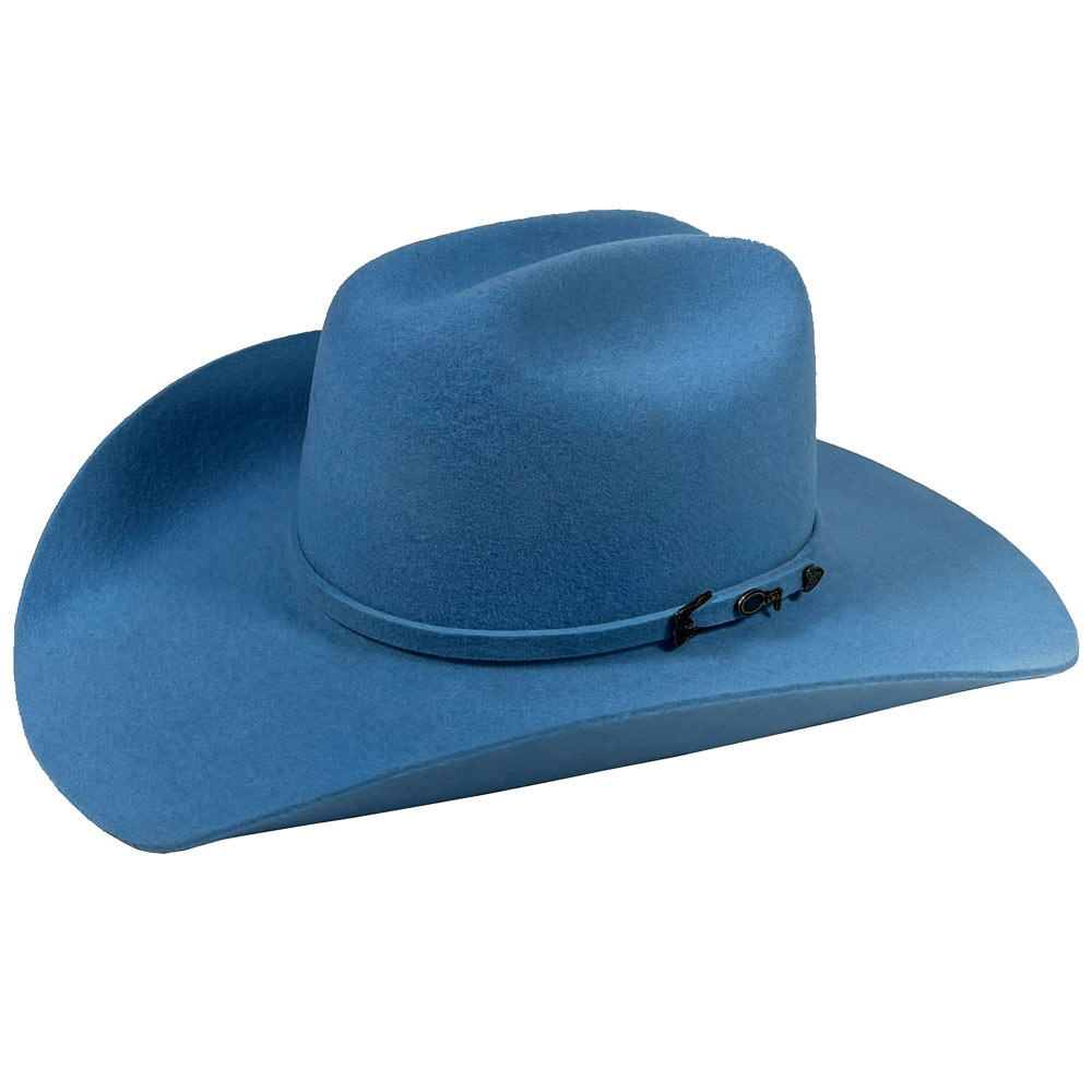 Chapeu Country Colorido Feltro Azul Claro Cury