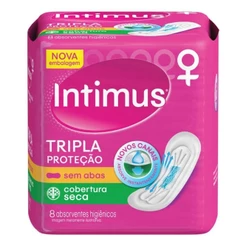 INTIMUS ABSORVENTE TRIPLA PROTEÇÃO SECA DE 8 UNIDADES