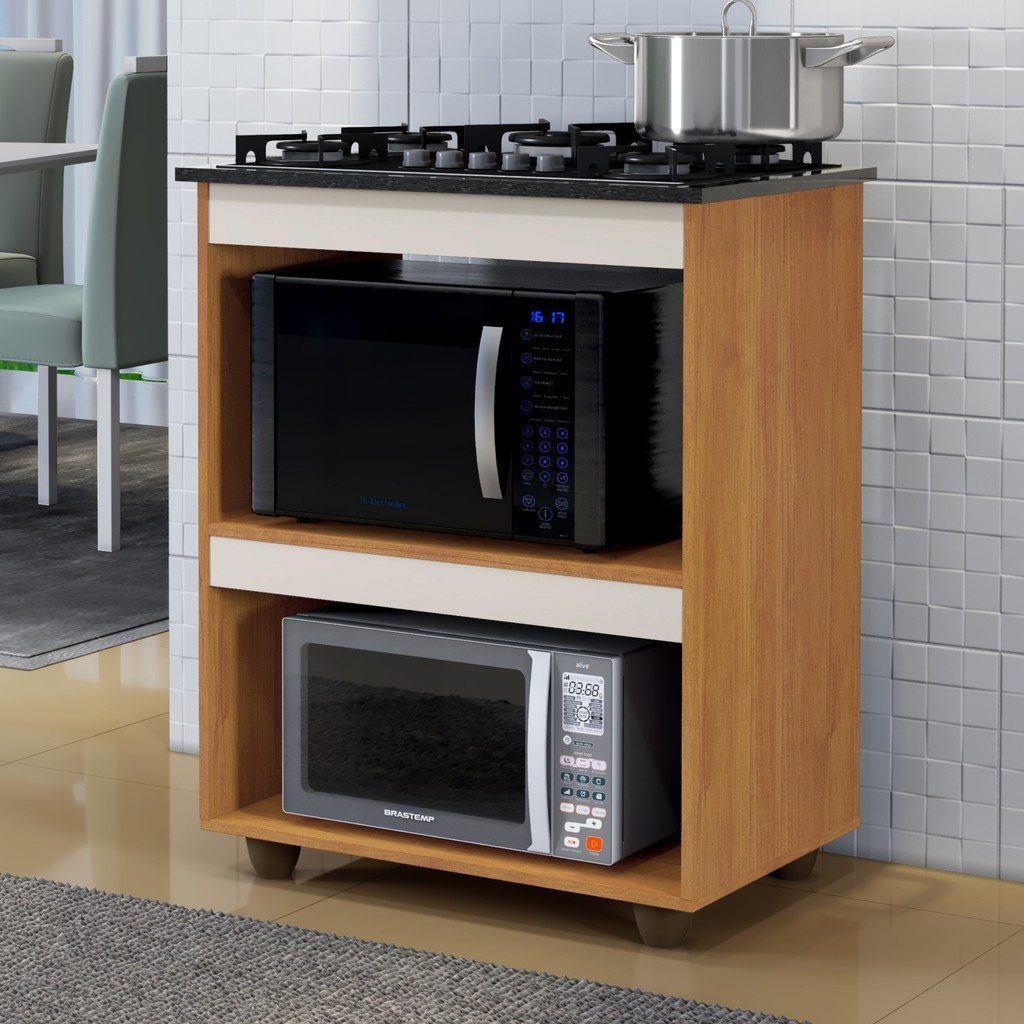 Balcão de Cozinha para Cooktop 5 Bocas Turim Nature/off White Kaiki - Home & Living