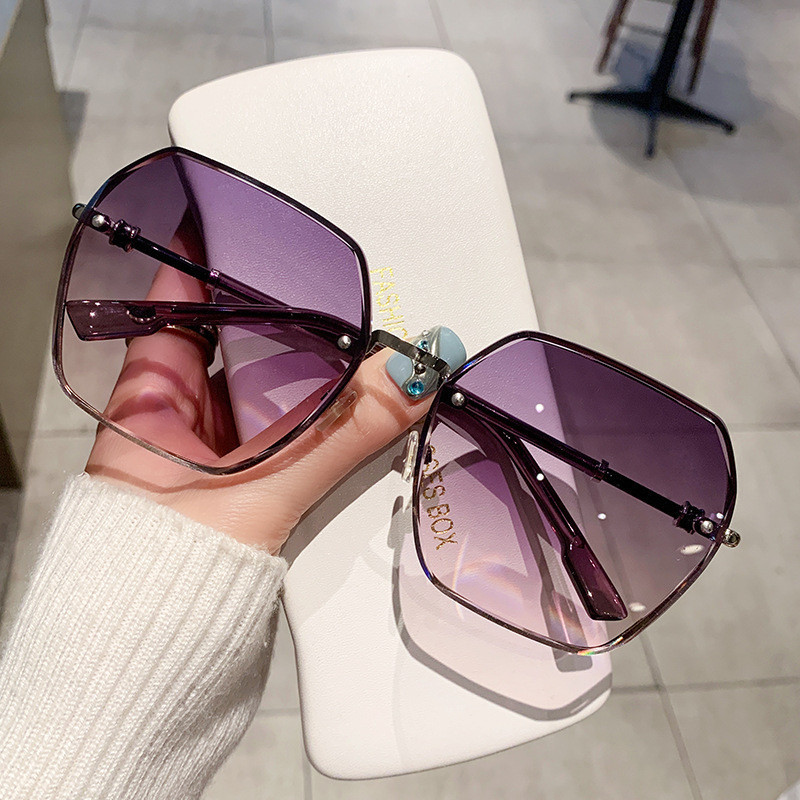 2024 Nova Moda Óculos De Sol Sem Borda Da Femininos De Alto Grau Big Face À Prova De Raios Ultravioleta Com Proteção Solar De Verão