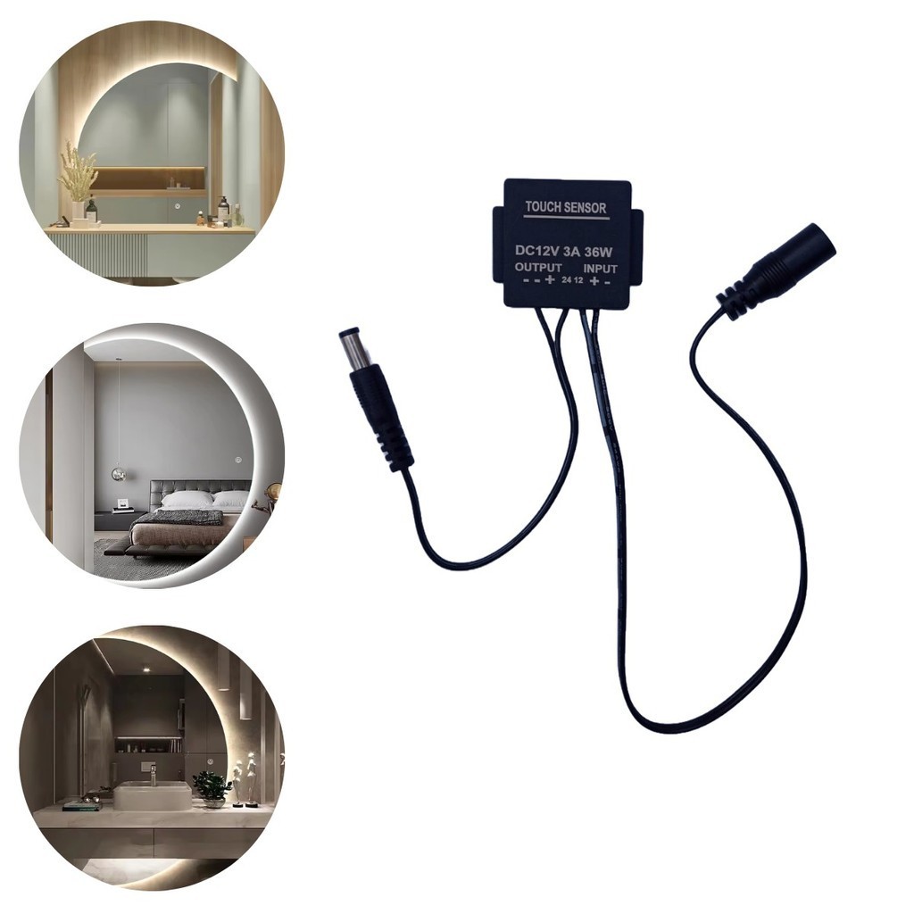 Interruptor De Espelho 12V, 3A, 36W, Botão Touch, Sensor De Toque P/ Fita LED Com Uma Cor De Luz