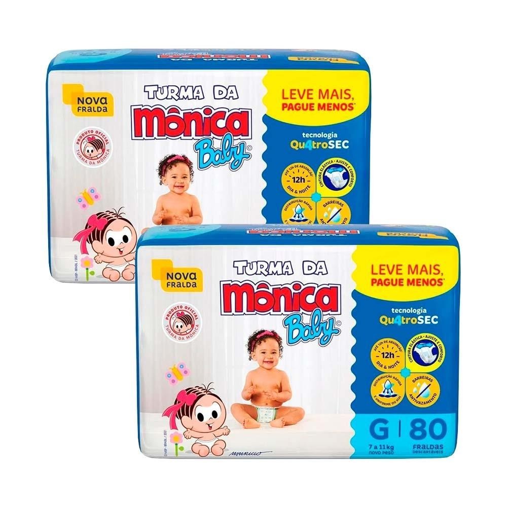 Kit 2 und Fralda Infantil Turma da Mônica Giga Tamanho G 80 und em Oferta na Shopee