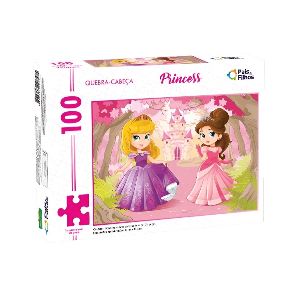 Quebra-Cabeça Infantil Princess 100 Peças Pais e Filhos - 7261-1 em Oferta na Shopee