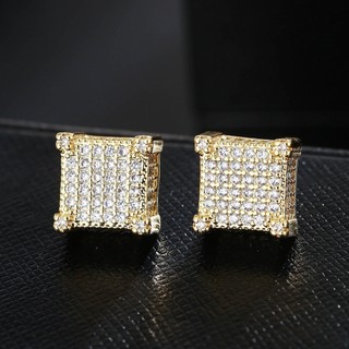 Brinco Masculino Banhado A Ouro 18K A Prata 925 Europeu Hip Hop De Zirconita Incrustada