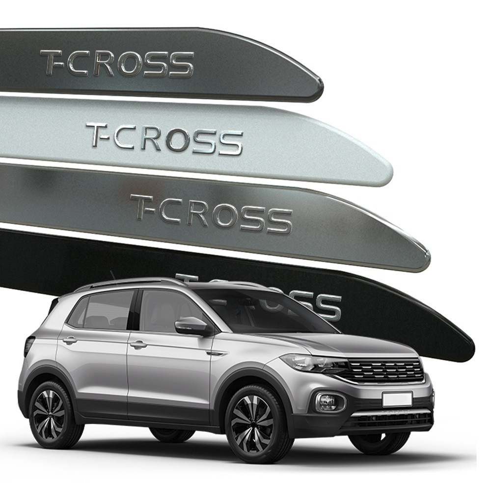 Friso Lateral T-Cross 2019 a 2023 Facão com Grafia em Alto Relevo Cromado Modelo Universal Cor Original