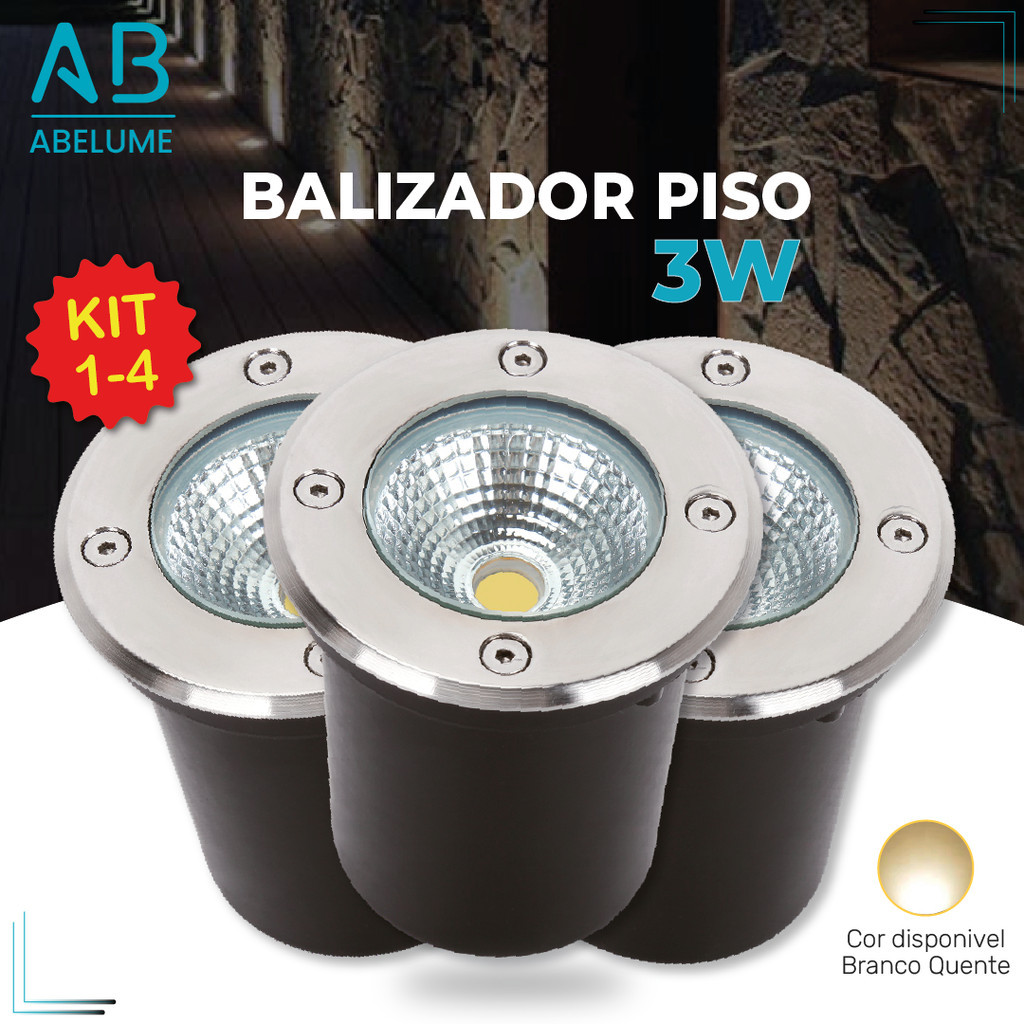 Balizador Spot LED Embutir Chão Piso Jardim 3W Branco Quente 3000K IP65 Bivolt 60Hz em Oferta na Shopee