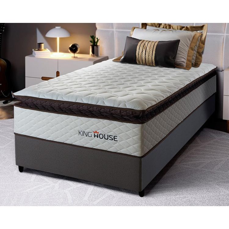 Conjunto Cama Box Espuma San Diego Branco Solteiro 88x188x67