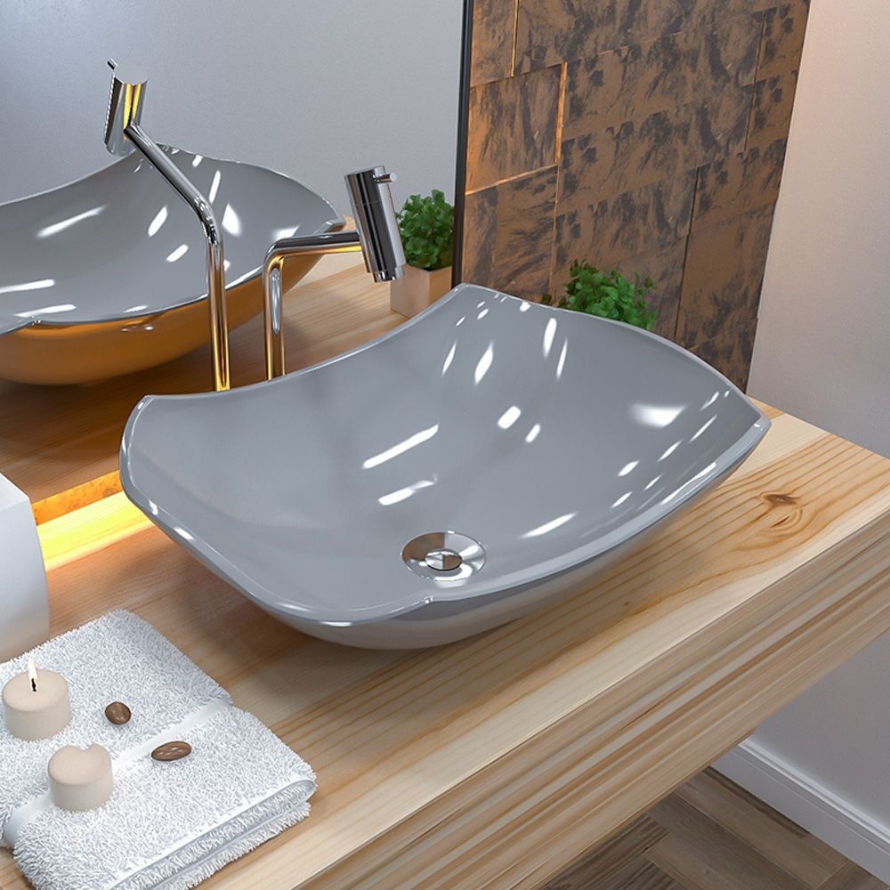 Cuba de Apoio Abaulada C01 Para Banheiro Lux L42 Cinza - Lyam Decor em Oferta na Shopee