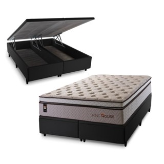 Conjunto Box Baú Liverpool Bege 193x203x80 c/ Molas Ensacadas em Oferta na Shopee