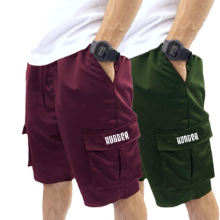 Kit 2 Bermudas Corta Vento Bolso Cargo Hunter Colors Verão