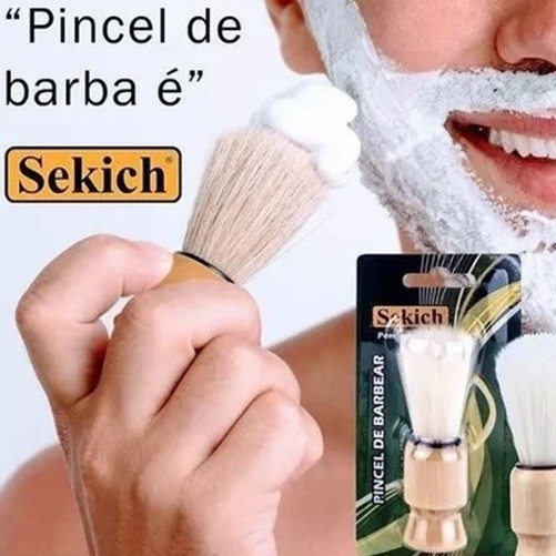 Kit 2 Un Pincel De Barbear Cubo De Madeira - Sekich
