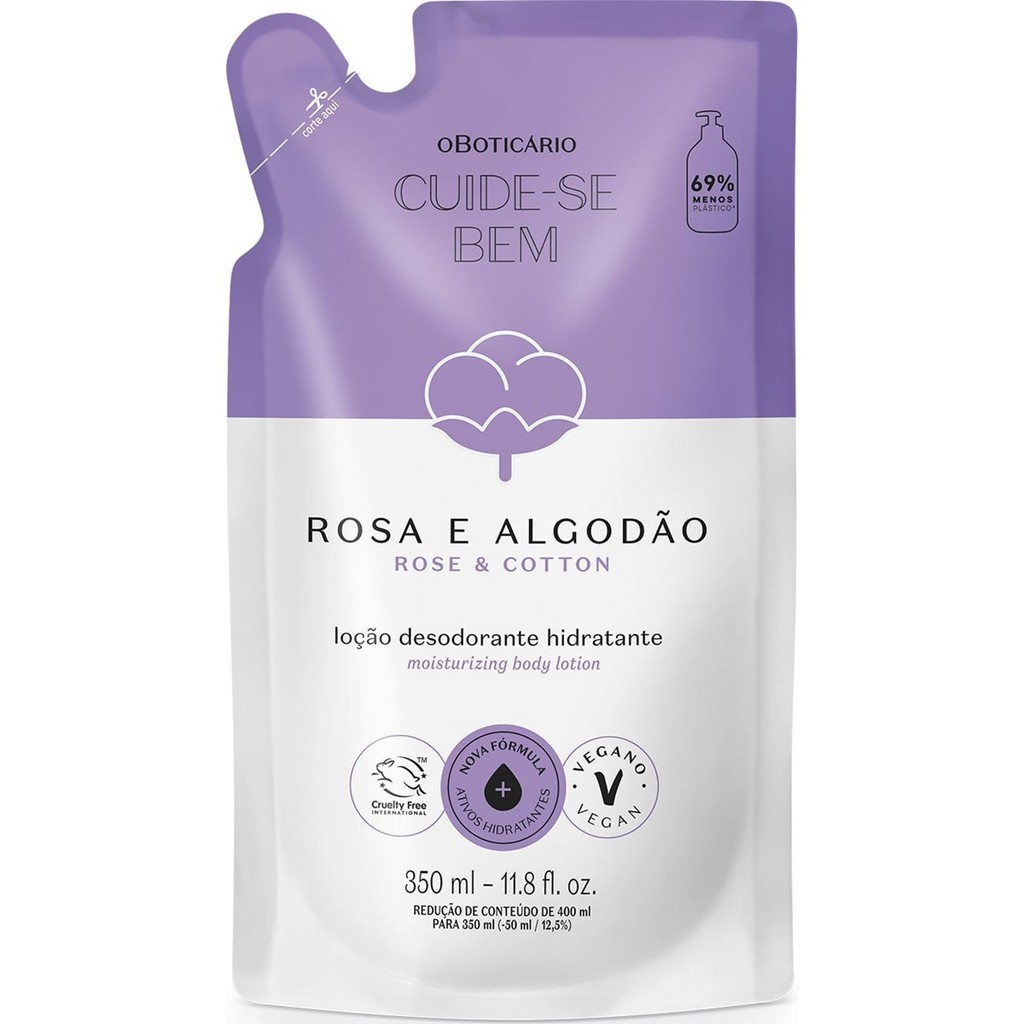 Refil Hidratante Cuide-se Bem Rosa e Algodão 350ml O Boticário em Oferta na Shopee