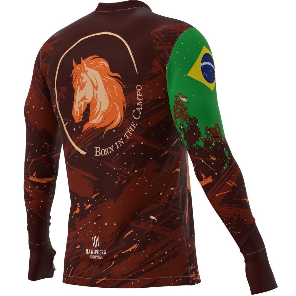 Camiseta de Pesca Masculina Proteção Solar UV Premium Sublimada Agro Horse - Mar Negro · foto 2