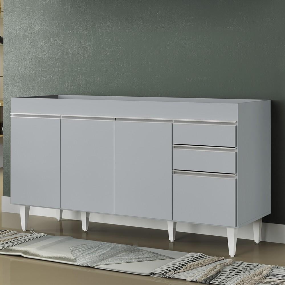 Balcão de Cozinha Para Pia 150cm 4 Portas Sem Tampo Marrocos Cinza Claro - Lumil em Oferta na Shopee