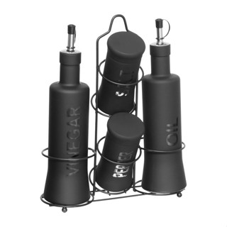 Galheteiro com Suporte 5 Peças Nero Preto Hauskraft em Oferta na Shopee