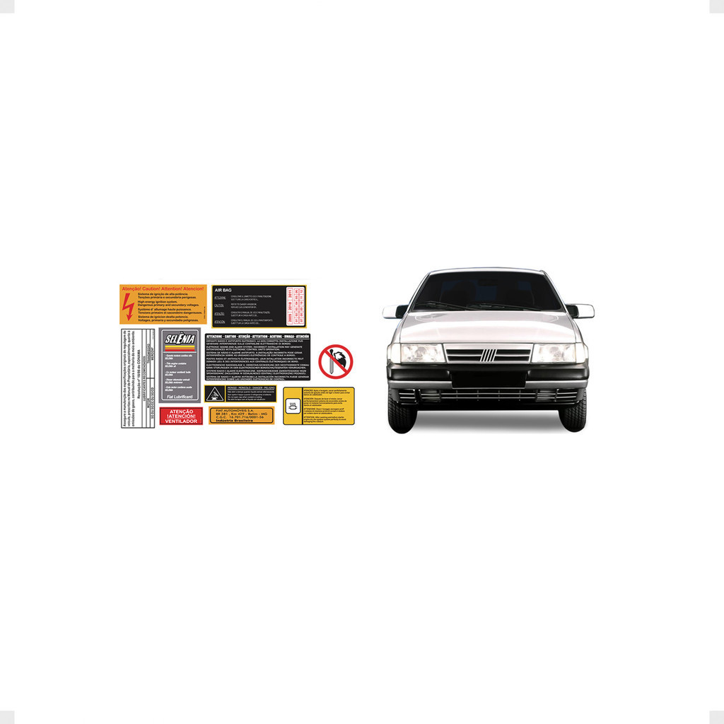 Kit Adesivos Advertência Motor Fiat Tempra Tipo Mod Original Genérico