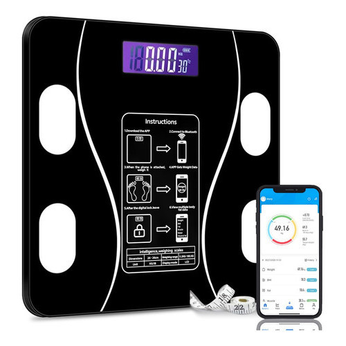 Balança Bioimpedância Corporal Digital APP Bluetooth Suporta até 180 kg