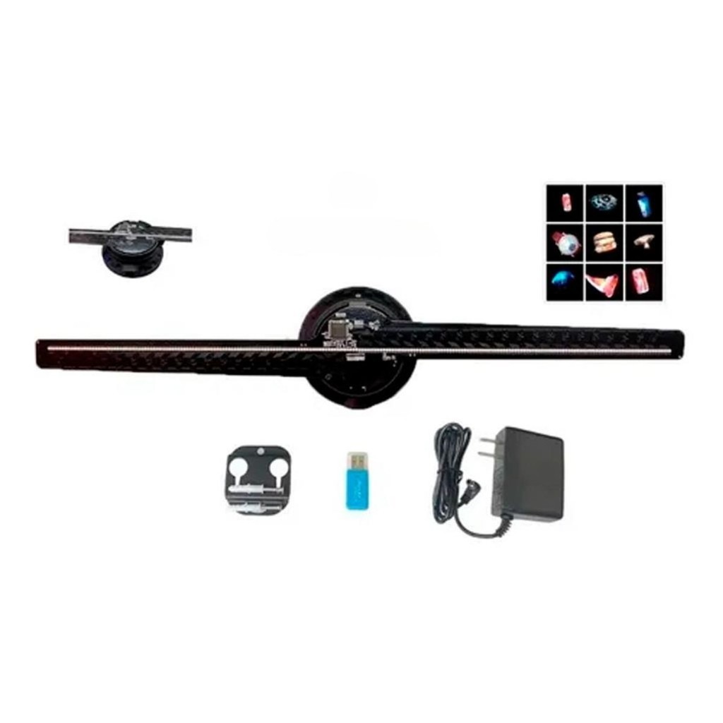 Projetor Display Holograma 3d Led Ventilador Holografico