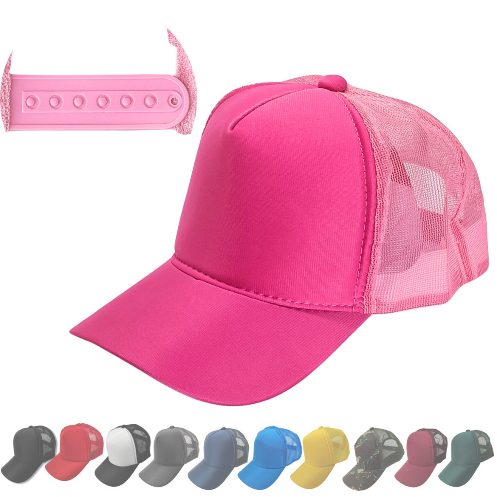 1 Boné Rosa de Telinha Poliester Aba Curva Para Borda Sublimar