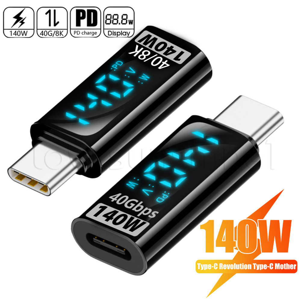 Conversores De Display Digital De 140 W-USB C Para Macho Fêmea-Conector De Transferência De Dados De Carregamento Rápido
