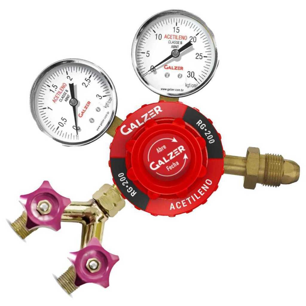 Regulador De Pressão P/Acetileno + Conexão Y p/Acetileno