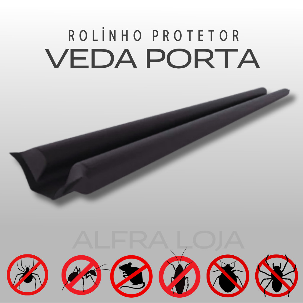 Kit 2 Peças Protetor Duplo de Porta 80 CM: Veda Porta Rolinho Bloqueia Poeira e Bichos com Vedação Eficiente Peãs