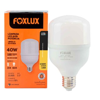 Lâmpada LED Alta Potência Foxlux 40W 3000K Branca Quente 3200lm E27 Bivolt Residências e Comércios em Oferta na Shopee