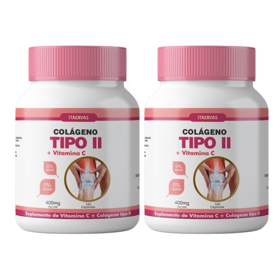 2x Colágeno UC-II Tipo II + Vitamina C 400mg 120 Cápsulas Itaervas