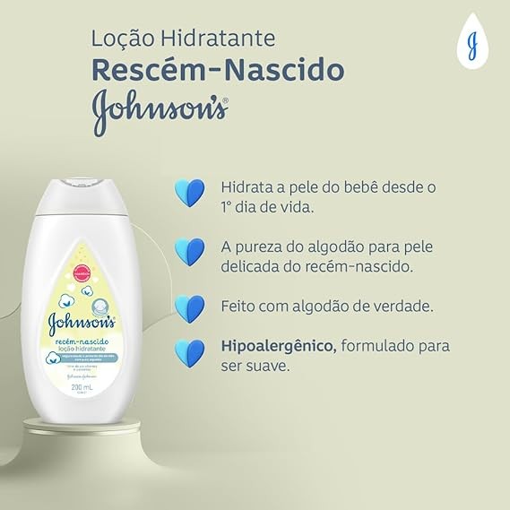 JOHNSON'S LOÇÃO HIDRATANTE P USO DIÁRIO RECÉM NASCIDO 200ML — imagem 2 de 2