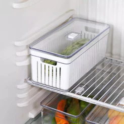 Organizador de Geladeira 6,8 Litros Tela Com Tampa Multiuso Alimentos Verduras Potes de Salada