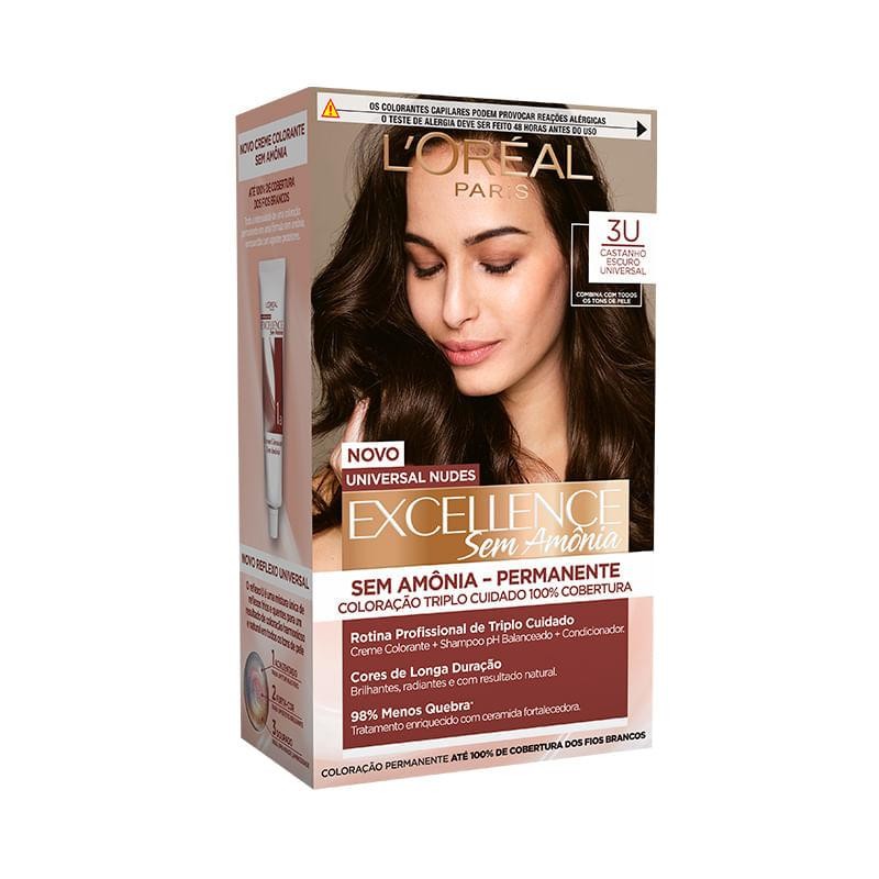 Tintura Imédia Excellence L'oréal Paris Sem Amônia 3U Castanho Escuro Universal em Oferta na Shopee
