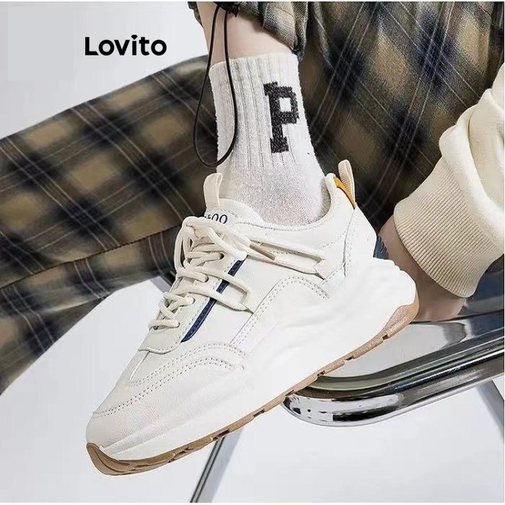 Lovito Casual simples moda versátil sola grossa aumento de altura tênis para mulheres  LFA60425 - Women Shoes