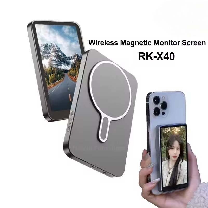 Tela De Monitor Magnético Sem Fio X40 Para Usar Câmera Traseira Do Telefone Smartphone Selfie Vlog Gravação De Vídeo Com