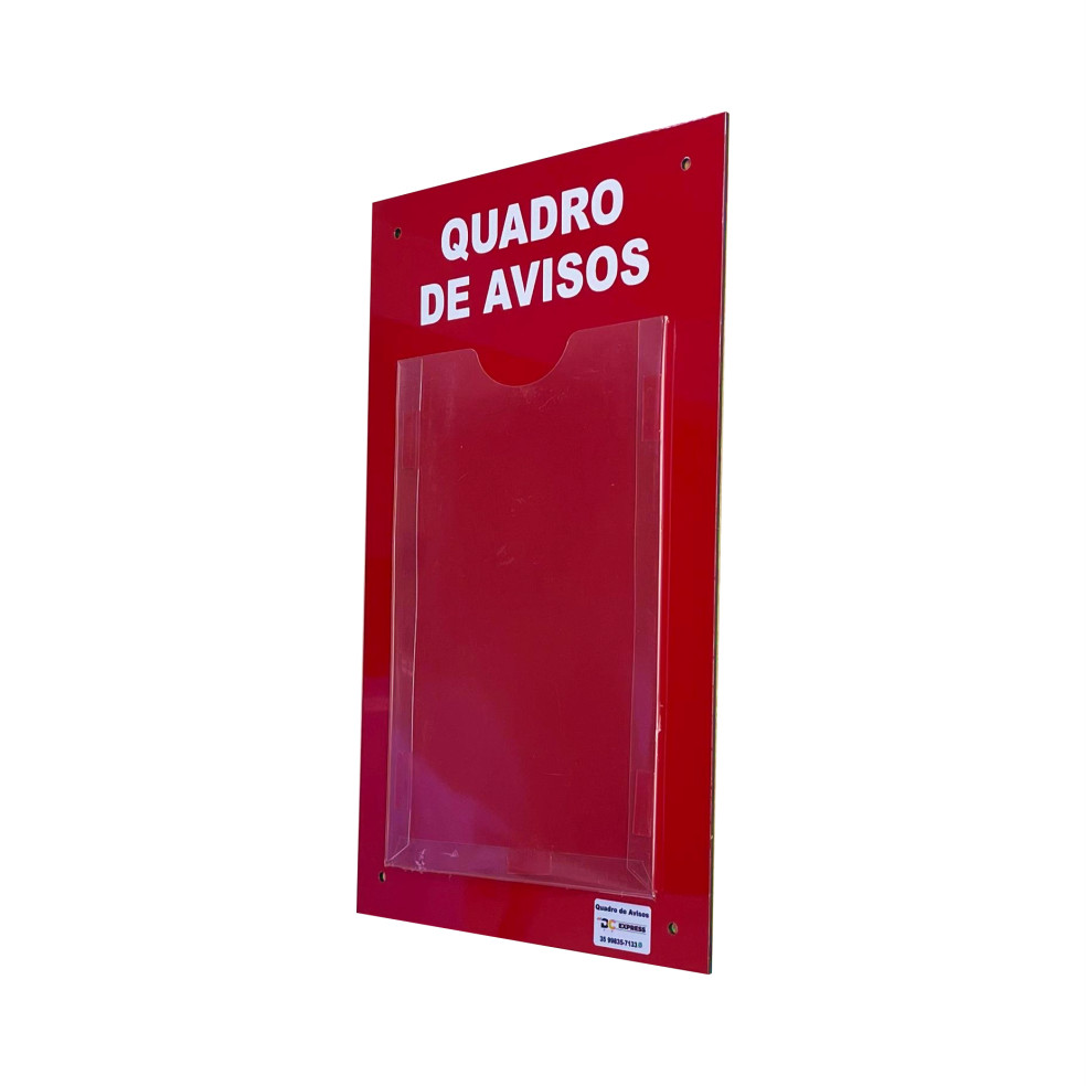 Quadro  Aviso E Gestão Informativo Mural Comunicado Escritório Mural Metas 1 Display A4 ACM Vermelho