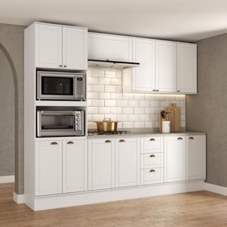 Armário de Cozinha Completa c Balcão Milla Bloom Carraro Branco em Oferta na Shopee
