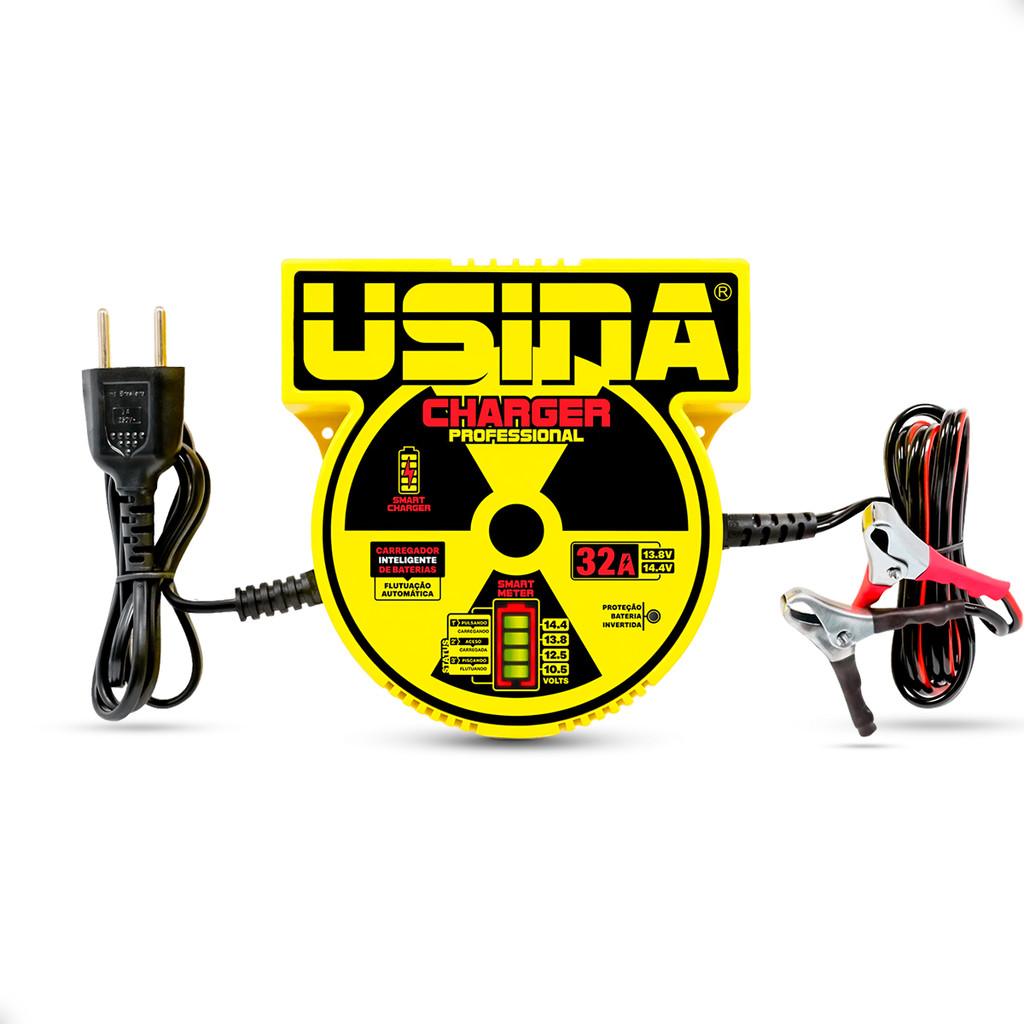 Fonte Carregador Usina Spark 32A 12V: carga inteligente com garras jacaré, ideal para baterias e som automotivo! em Oferta na Shopee