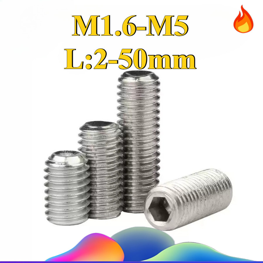 ((Envio Rápido) Parafuso Allen sem cabeça inox 304/Parafuso Allen extremidade côncava M1.6/M2/M2.5/M3/M4/M5 (-WDY-XDM-1)
