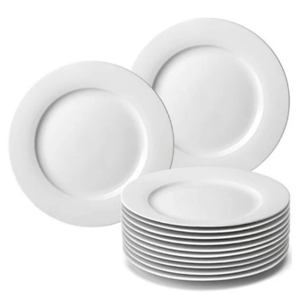 Jogo 12 Pratos Redondo Melamina Branco Para Sobremesa Kit 12 Pratinhos Plástico 18cm Bolo Bestfer