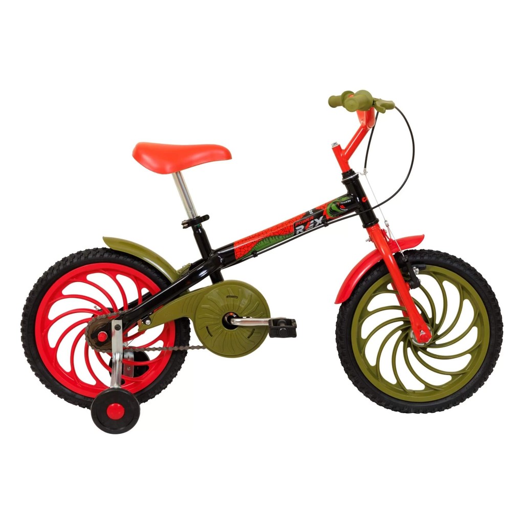 Bicicleta Power Rex 16 A25 Aro 16 1V na cor Preta Caloi Brinquedo Presente Criança Esportes