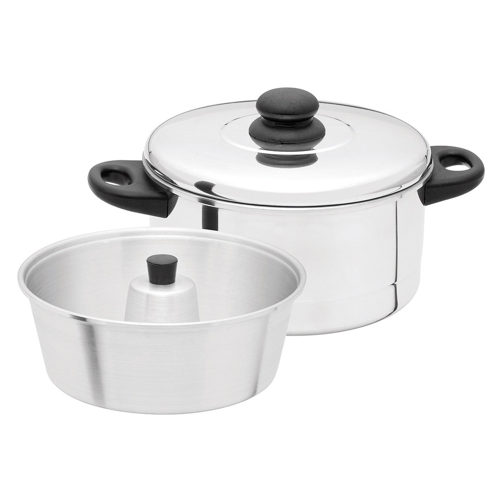 Panela Banho Maria Forma Pudim Polido n 20 - 3x1 Fortlar em Oferta na Shopee