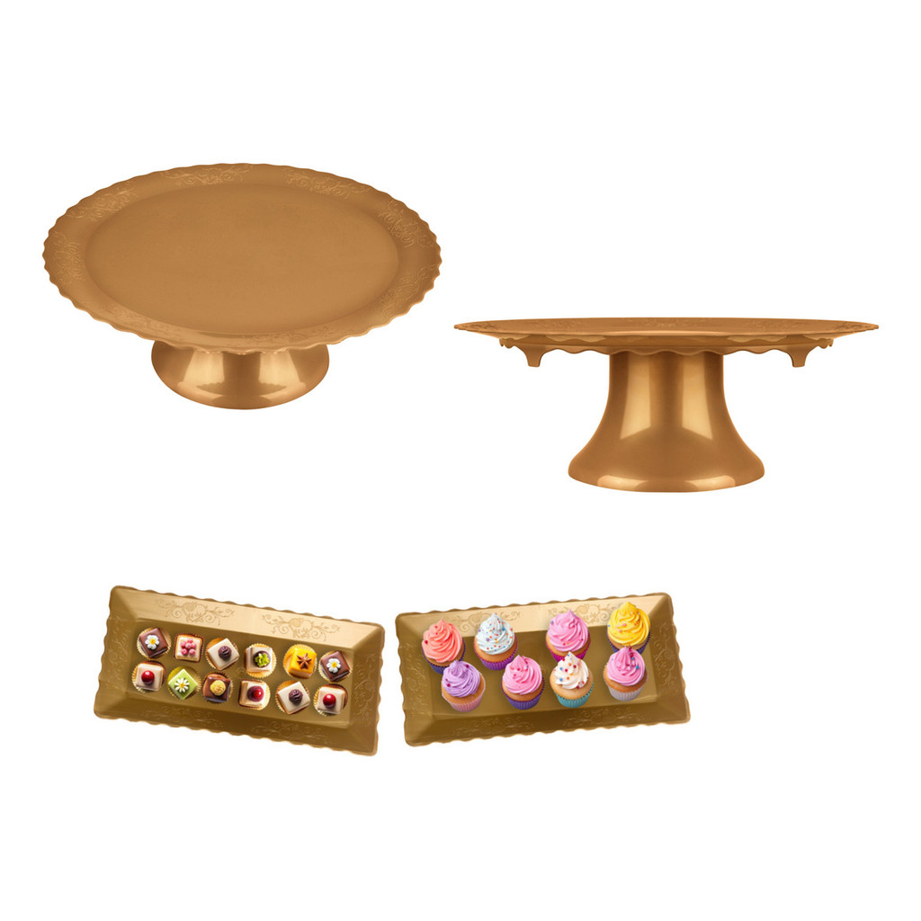 Kit Decoração Festa: Boleira, Bandeja Para Mesa