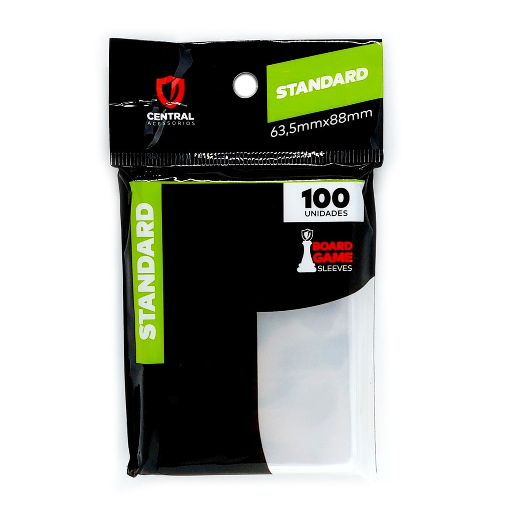 SLEEVE STANDARD 63,5X88mm TRANSPARENTE CENTRAL 100 UNIDADES BOARD GAME PROTETOR CARTA ACESSÓRIO JOGO em Oferta na Shopee